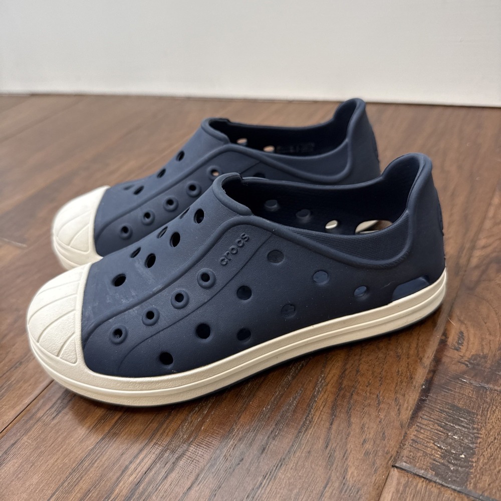 Crocs Bump It Slip Ons Sneakers‎ Kids J 1 Blue Navy Waterproof Flat Lightweight